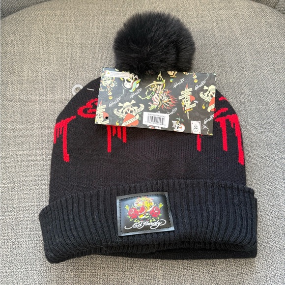 Ed Hardy Womens Black 2 Pieces of Beanies Set